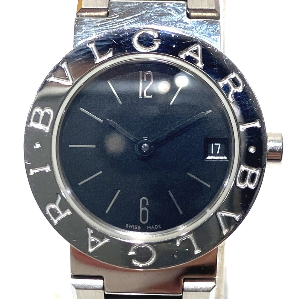 Bulgari Watch, Total Weight 46.2g, Stainless Steel, Quartz, Black Dial, BB23SS
